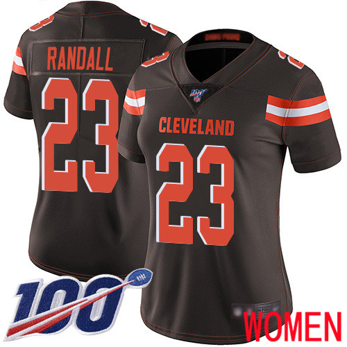 Cleveland Browns Damarious Randall Women Brown Limited Jersey #23 NFL Football Home 100th Season Vapor Untouchable->women nfl jersey->Women Jersey